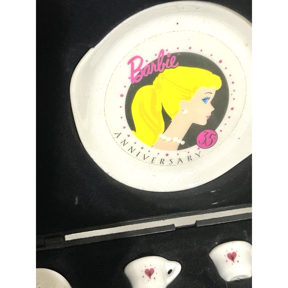 VINTAGE Barbie Miniature Nostalgic China Tea Set 35th Anniversary Teapot Dishes - Picture 3 of 6
